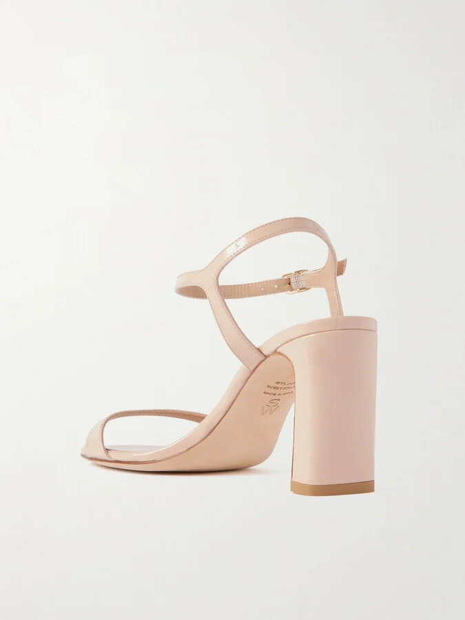 Stuart Weitzman - Babette Patent-leather Sandals - Neutrals - Image 3