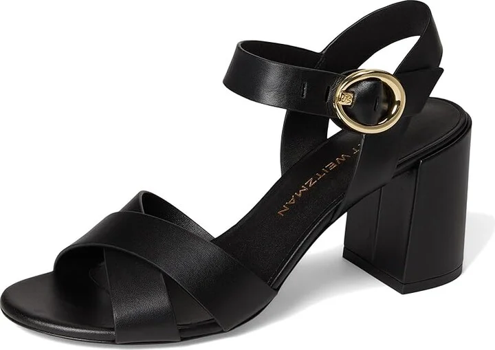 Stuart Weitzman Benni Block 75 Women's Wedge Shoes Black : 6.5 M, Leather - Image 5