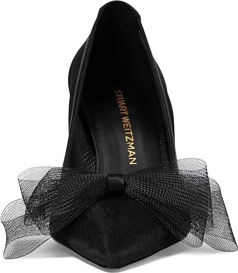 Stuart Weitzman Blushing Bow 75 Pump High Women's Heels Black : 5.5 M, Leather/Rubber - Image 2