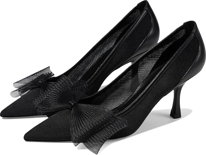 Stuart Weitzman Blushing Bow 75 Pump High Women's Heels Black : 5.5 M, Leather/Rubber