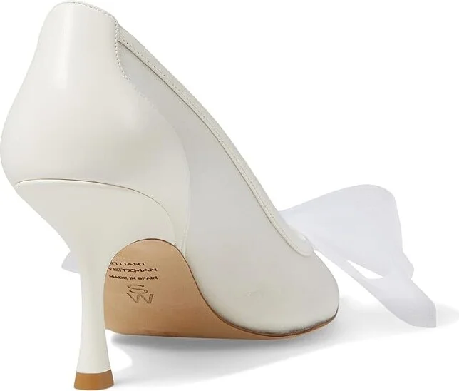 Stuart Weitzman Blushing Bow 75 Pump High Women's Heels Cream/White : 8 M, Leather/Rubber - Image 4