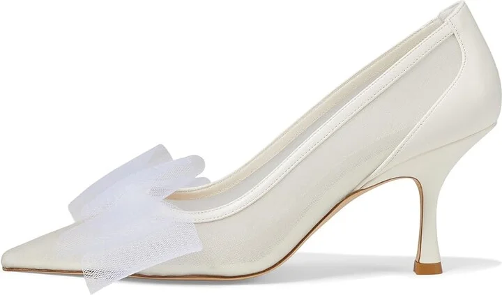 Stuart Weitzman Blushing Bow 75 Pump High Women's Heels Cream/White : 8 M, Leather/Rubber - Image 5
