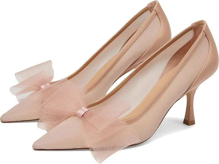 Stuart Weitzman Blushing Bow 75 Pump High Women's Heels Ginger : 11 M, Leather/Rubber