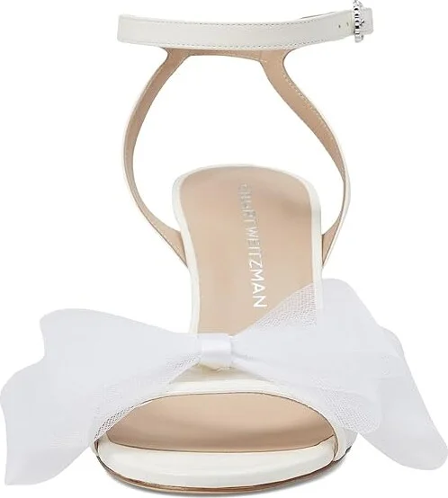 Stuart Weitzman Blushing Bow 75 San Women's Sandals Cream/White : 9 M, Leather/Rubber - Image 2