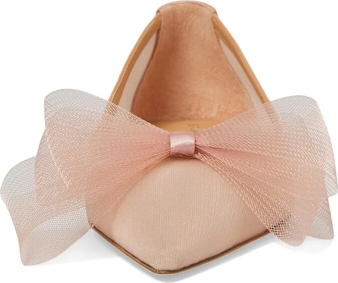 Stuart Weitzman Blushing Bow Flat Women's Flat Shoes Ginger : 7.5 M, Leather/Nylon/Rubber - Image 5