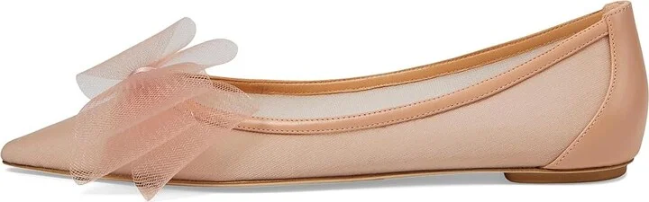 Stuart Weitzman Blushing Bow Flat Women's Flat Shoes Ginger : 7.5 M, Leather/Nylon/Rubber - Image 6
