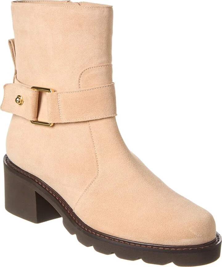 Stuart Weitzman Boulevard Moto Zip Suede Bootie