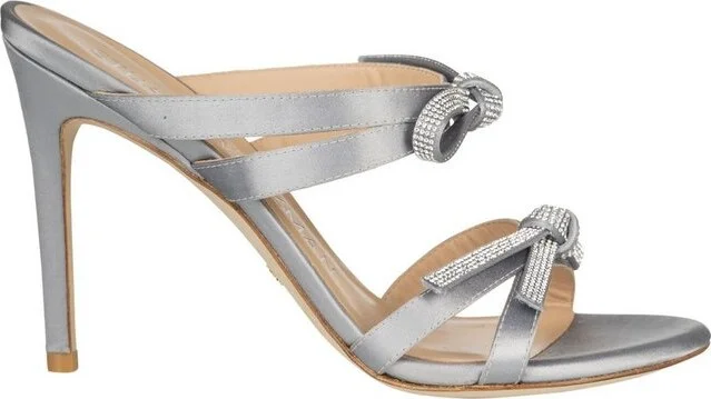 Stuart Weitzman Bow-Detail Crystal-Embellished Heel Sandals