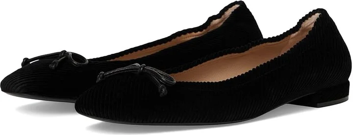 Stuart Weitzman Bria Ballet Flat Women's Flat Shoes Black : 5.5 M, Cotton/Leather