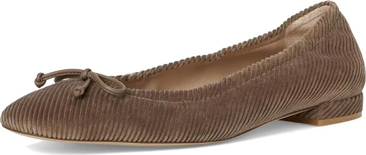 Stuart Weitzman Bria Ballet Flat Women's Flat Shoes Taupe : 8 M, Cotton/Leather - Image 5