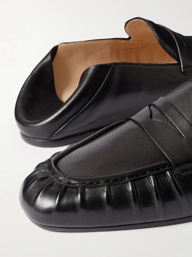 Stuart Weitzman - Brooks Collapsible-heel Leather Loafers - Black - Image 4