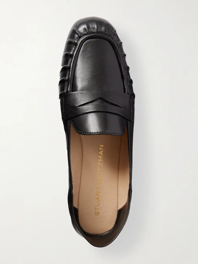 Stuart Weitzman - Brooks Collapsible-heel Leather Loafers - Black - Image 5