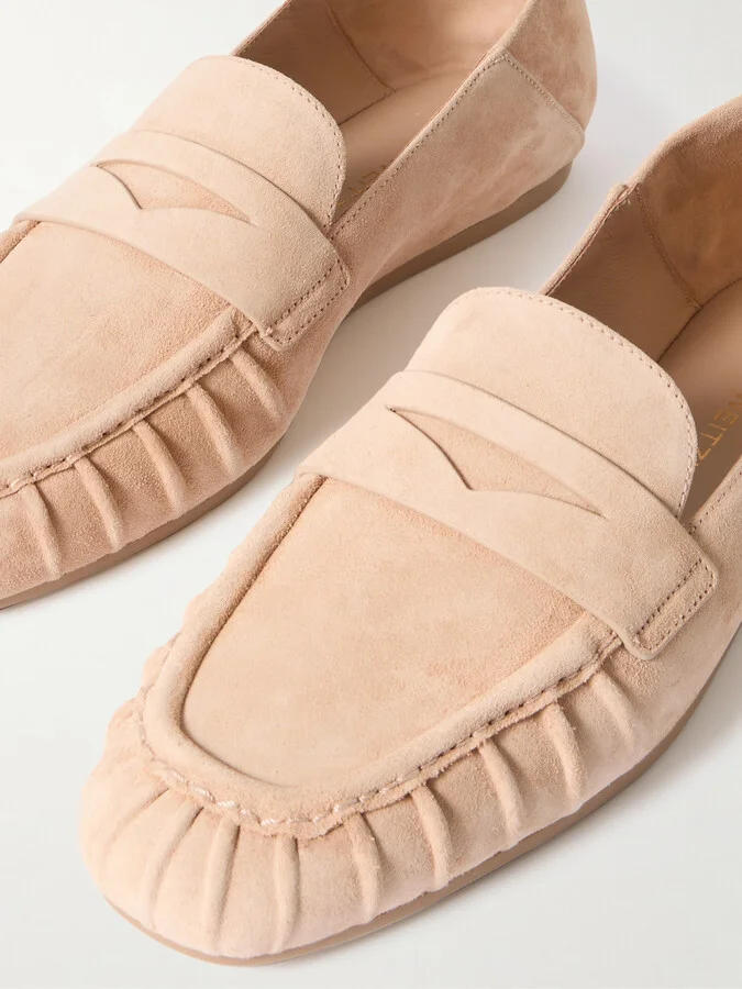 Stuart Weitzman - Brooks Collapsible-heel Suede Loafers - Neutrals - Image 4