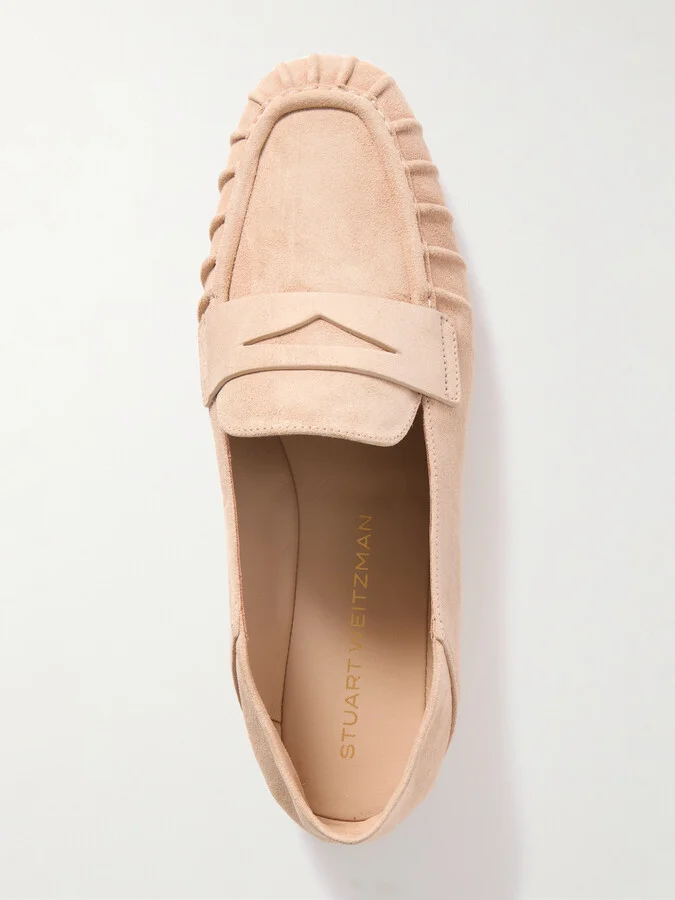 Stuart Weitzman - Brooks Collapsible-heel Suede Loafers - Neutrals - Image 5