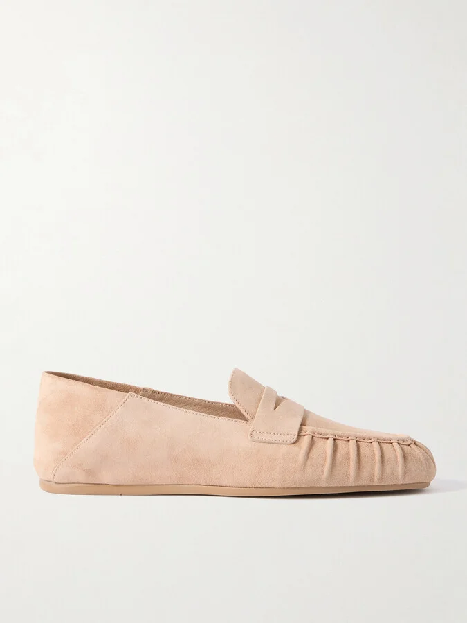 Stuart Weitzman - Brooks Collapsible-heel Suede Loafers - Neutrals