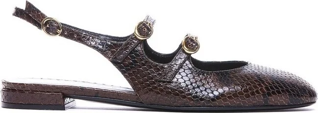 Stuart Weitzman Buckle Detailed Slingback Flat Shoes
