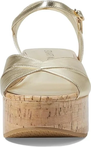 Stuart Weitzman Carmen Midi Wedge Women's Sandals Light Gold : 11 M, Leather - Image 2