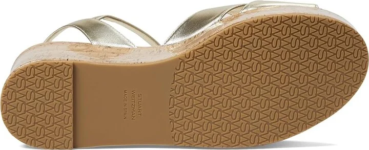 Stuart Weitzman Carmen Midi Wedge Women's Sandals Light Gold : 11 M, Leather - Image 3