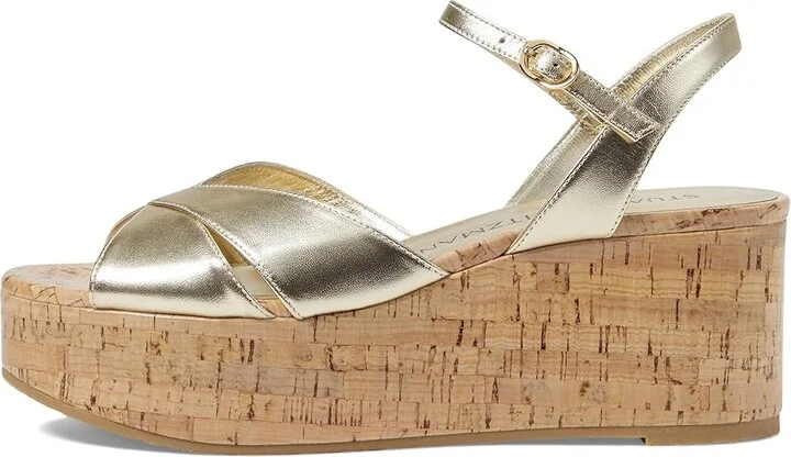 Stuart Weitzman Carmen Midi Wedge Women's Sandals Light Gold : 11 M, Leather - Image 5