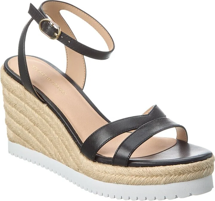 Stuart Weitzman Catlina Leather Espadrille Wedge Sandal