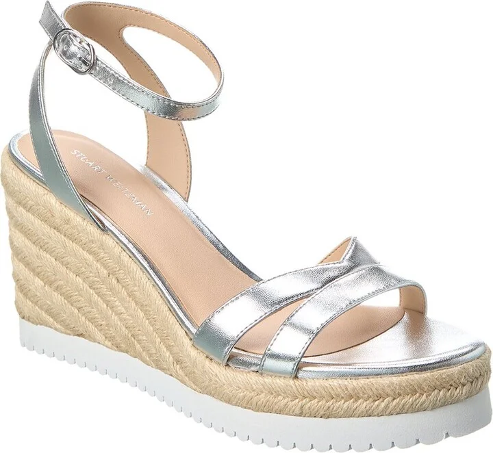 Stuart Weitzman Catlina Leather Espadrille Wedge Sandal