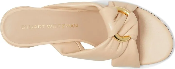 Stuart Weitzman Cece Block Slide 50 Women's Wedge Shoes Barely Beige : 10.5 M, Leather - Image 2
