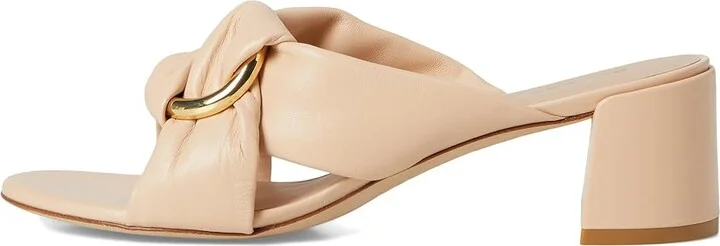 Stuart Weitzman Cece Block Slide 50 Women's Wedge Shoes Barely Beige : 10.5 M, Leather - Image 6