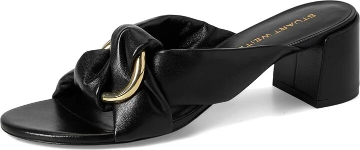 Stuart Weitzman Cece Block Slide 50 Women's Wedge Shoes Barely Beige : 10.5 M, Leather - Image 11