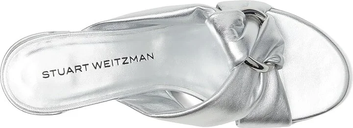 Stuart Weitzman Cece Block Slide 50 Women's Wedge Shoes Silver : 11 M, Leather - Image 2