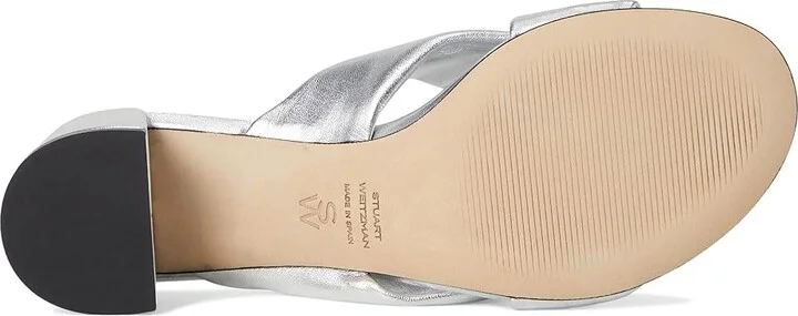 Stuart Weitzman Cece Block Slide 50 Women's Wedge Shoes Silver : 11 M, Leather - Image 3