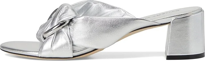 Stuart Weitzman Cece Block Slide 50 Women's Wedge Shoes Silver : 11 M, Leather - Image 6