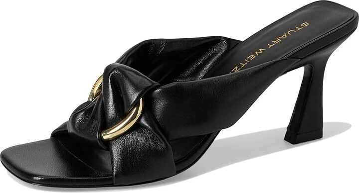Stuart Weitzman Cece Slide 75 Women's Wedge Shoes Black : 10.5 M, Leather - Image 5