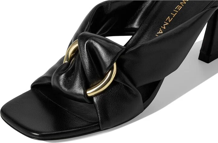 Stuart Weitzman Cece Slide 75 Women's Wedge Shoes Black : 10.5 M, Leather - Image 7