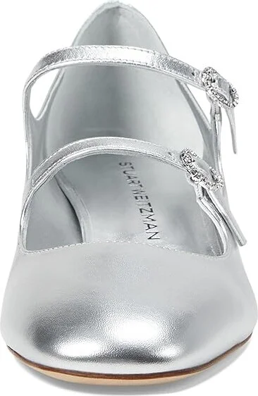 Stuart Weitzman Claris Mj 35 Pump High Women's Heels Silver : 9 M, Leather - Image 2