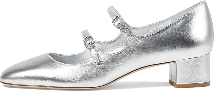 Stuart Weitzman Claris Mj 35 Pump High Women's Heels Silver : 9 M, Leather - Image 5