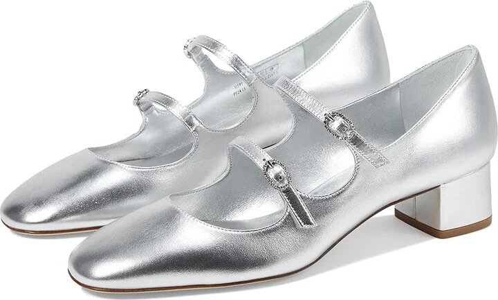 Stuart Weitzman Claris Mj 35 Pump High Women's Heels Silver : 9 M, Leather