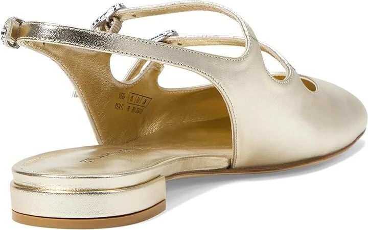 Stuart Weitzman Claris Mj Slingback Women's Flat Shoes Light Gold : 6 M, Leather - Image 4