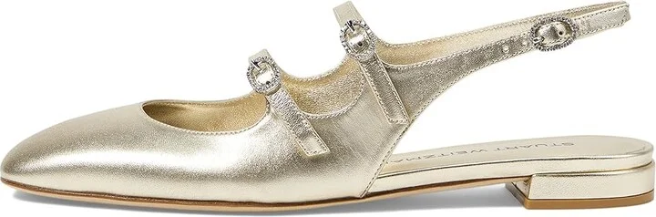Stuart Weitzman Claris Mj Slingback Women's Flat Shoes Light Gold : 6 M, Leather - Image 5