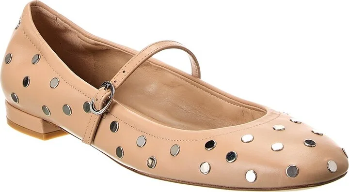 Stuart Weitzman Claris Stud Leather Ballet Flt