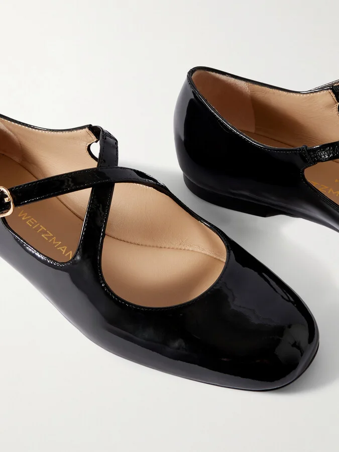 Stuart Weitzman - Clem Patent-leather Mary-jane Ballet Flats - Black - Image 4
