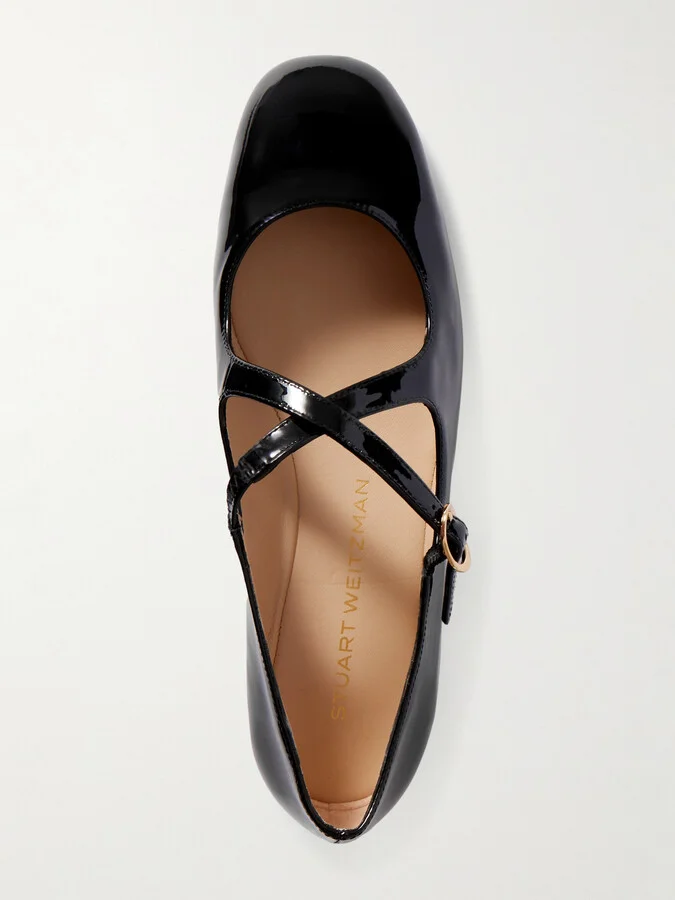 Stuart Weitzman - Clem Patent-leather Mary-jane Ballet Flats - Black - Image 5