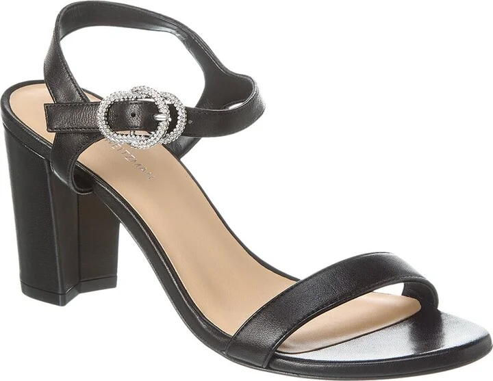 Stuart Weitzman Crystal 75 Leather Block Sandal