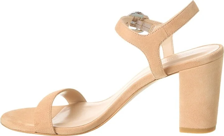 Stuart Weitzman Crystal 75 Suede Block Sandal - Image 2