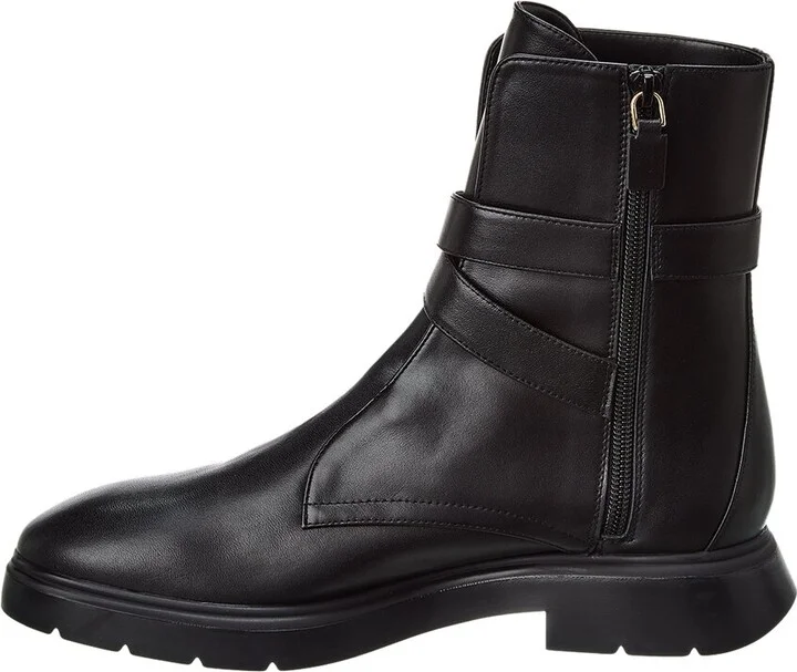 Stuart Weitzman Crystal Buckle Zip Leather Bootie - Image 2