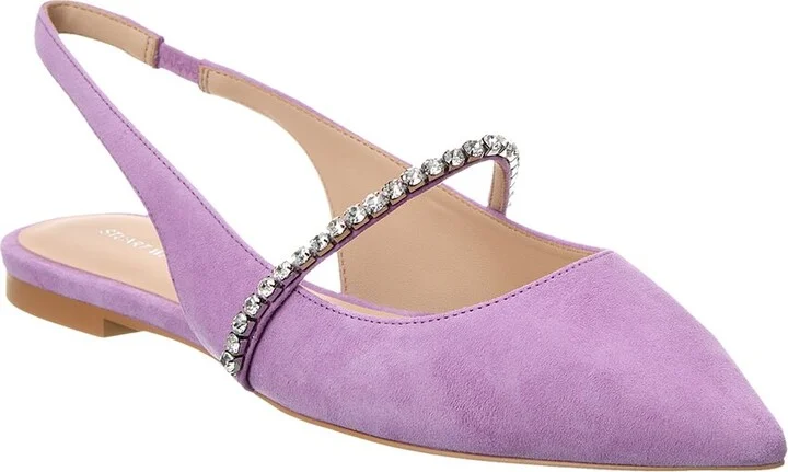 Stuart Weitzman Crystalline Suede Slingback Flat