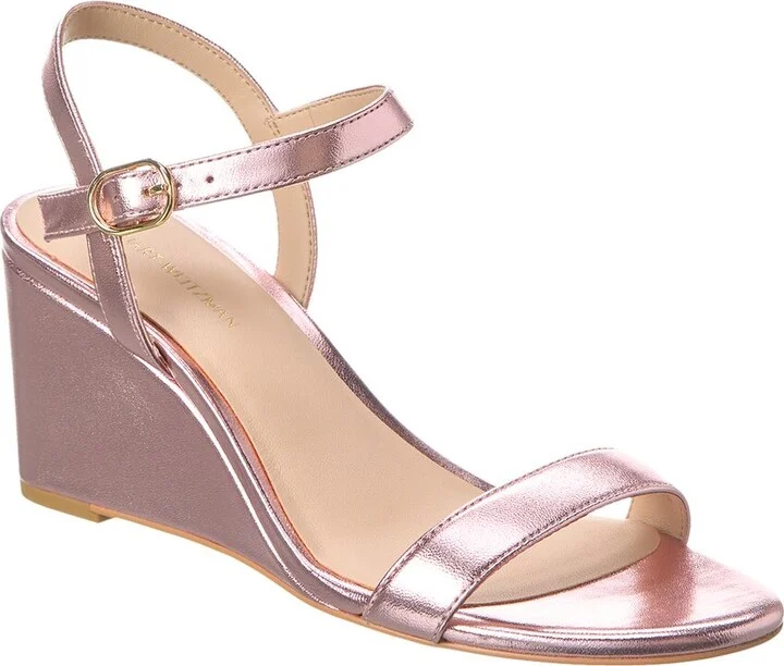 Stuart Weitzman Dancer 75 Leather Wedge Sandal