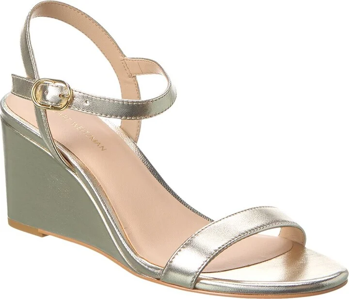 Stuart Weitzman Dancer 75 Leather Wedge Sandal