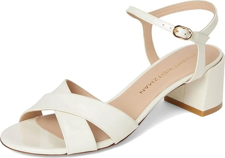 Stuart Weitzman Dayna Block 50 Women's Wedge Shoes Cream : 11 M, Leather - Image 5