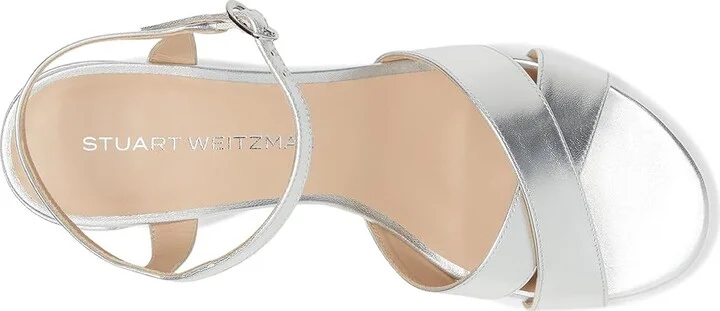 Stuart Weitzman Dayna Block 50 Women's Wedge Shoes Silver : 7.5 M, Leather - Image 2
