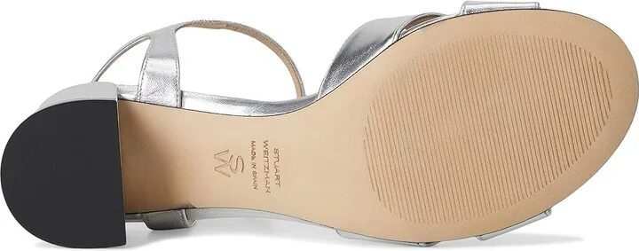 Stuart Weitzman Dayna Block 50 Women's Wedge Shoes Silver : 7.5 M, Leather - Image 3